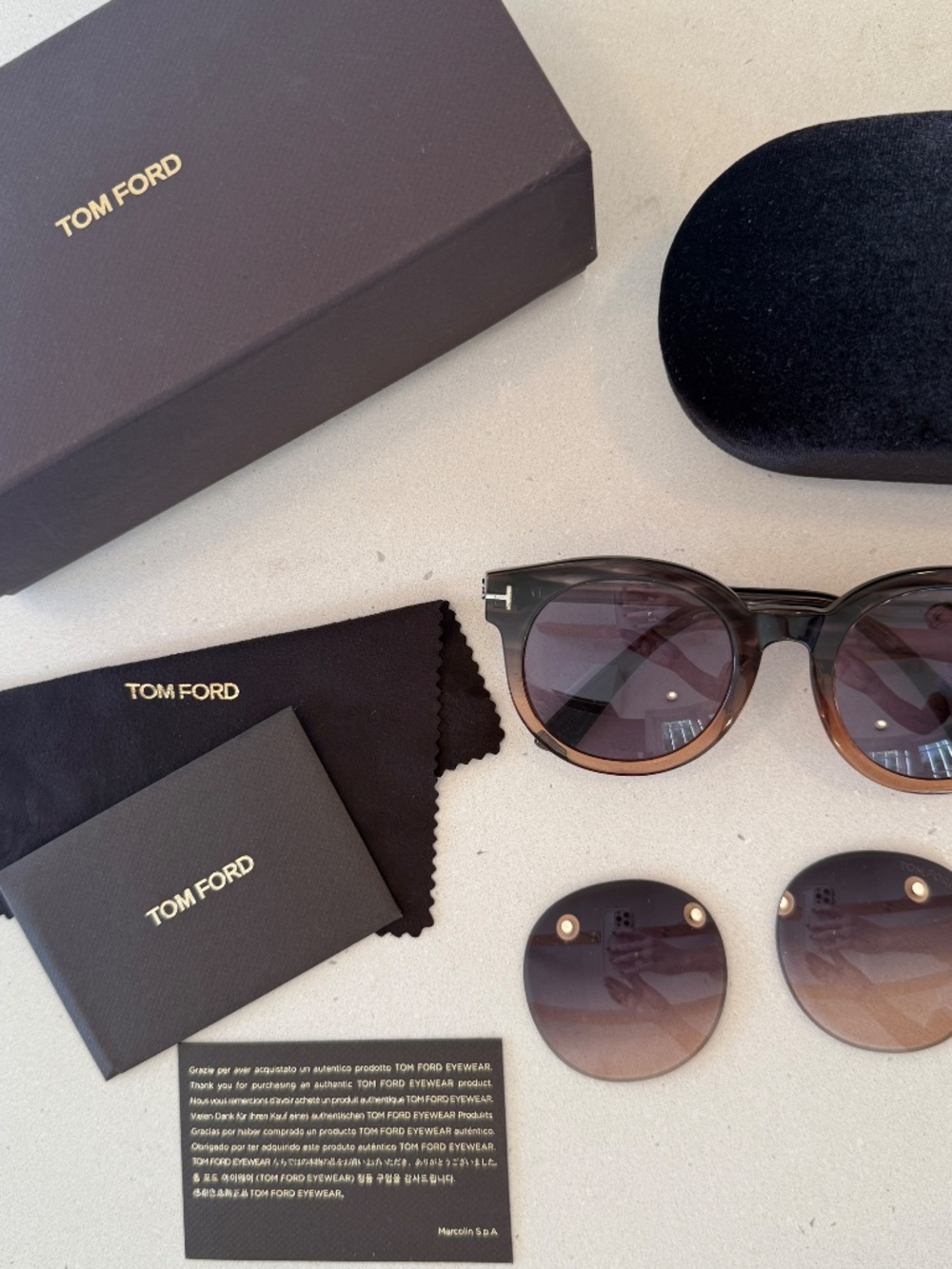 Tom Ford Womens Janina Ombre Signature Round Sunglasses